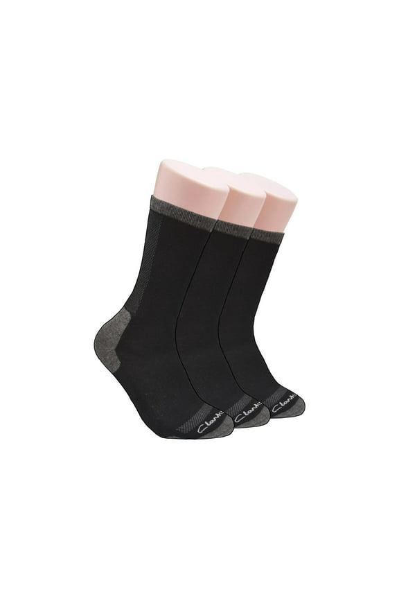 Men's Casual Half Cushion Crew Sock with Air Channel 3 Pair, Black, Men's 7-12 Shoe