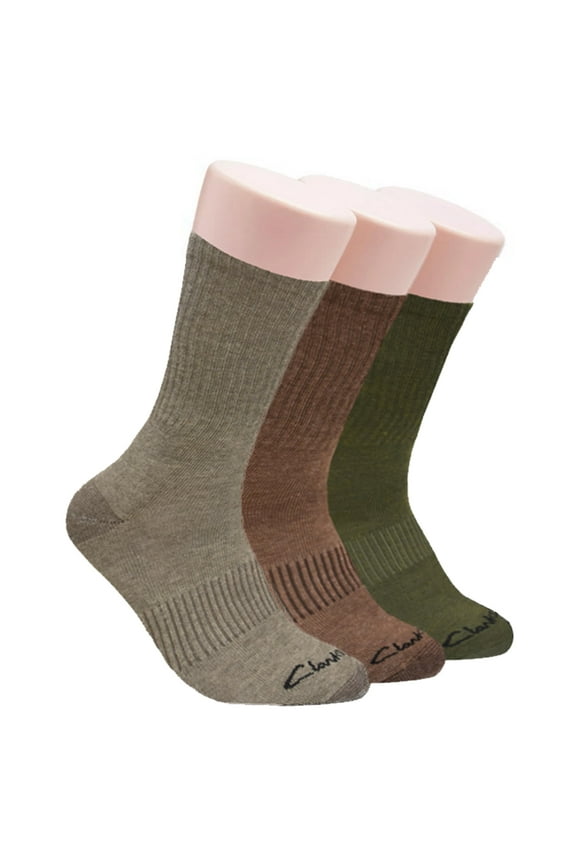 Men's Casual Half Cushion Crew Socks with Fine Rib Welt 3 Pair, Multicolour , Men's 7-12 Shoe