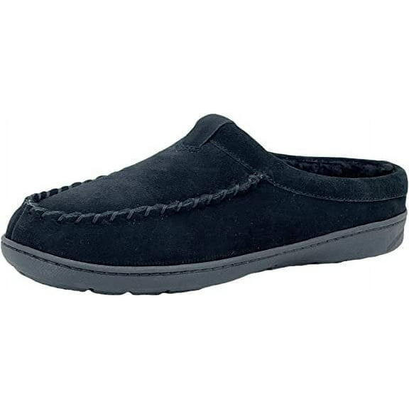 Clarks Men's Open Back Suede Sherpa Lined Clog Slippers (12 M US, Black)