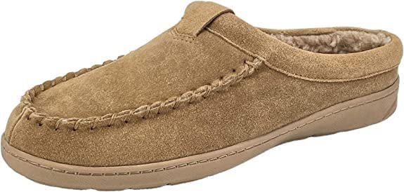 Clarks Men's Open Back Suede Sherpa Lined Clog Slippers (9 M US, Cognac ...