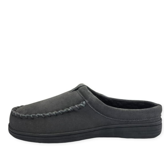 Clarks Men's Open Back Suede Sherpa Lined Clog Slippers, BLM19021 Indoor/Outdoor Slip-Ons (Grey Open Back, 10)
