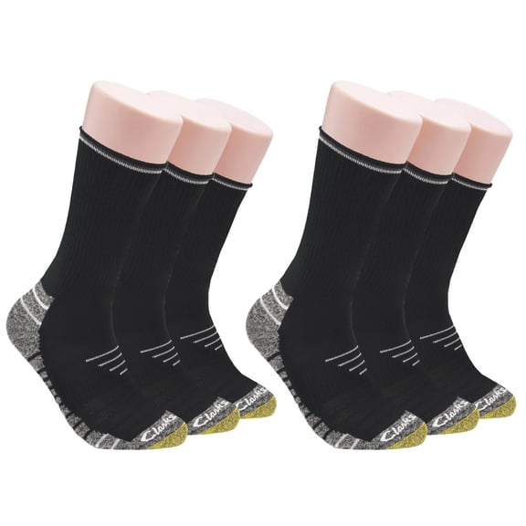 Clarks Men's Black Sport Half Cushion Crew Socks, 6 Pack