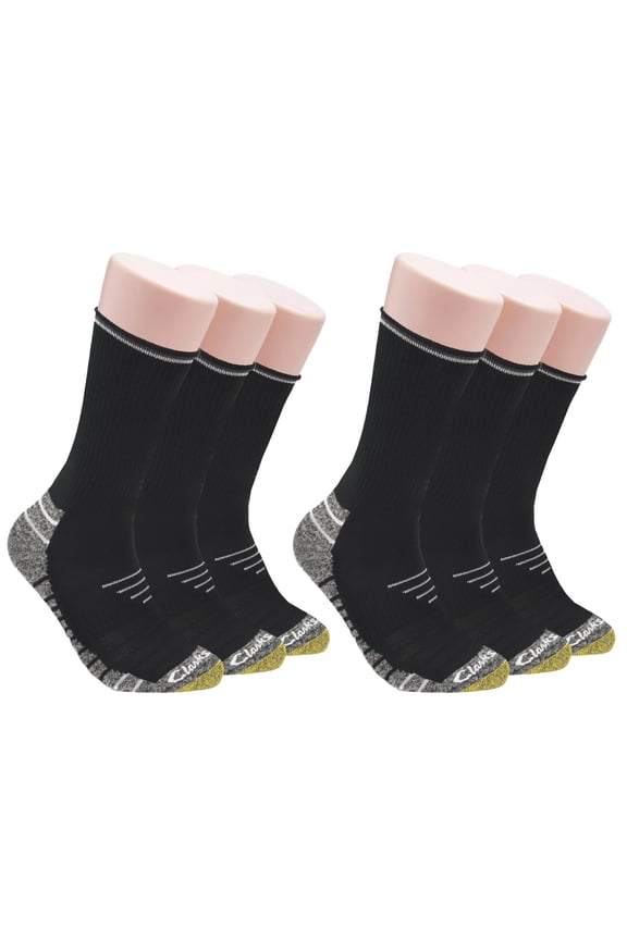 Men's Sport Half Cushion Crew Socks 6 Pair, Black, Men's 7-12 Shoe