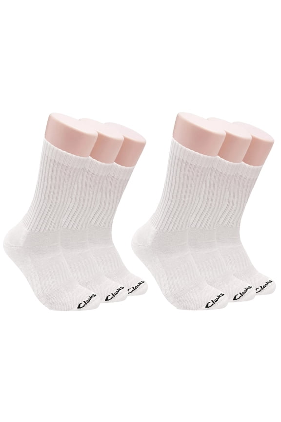 Men's Sport Half Cushion Crew Socks 6 Pair, White, Men's 7-12 Shoe