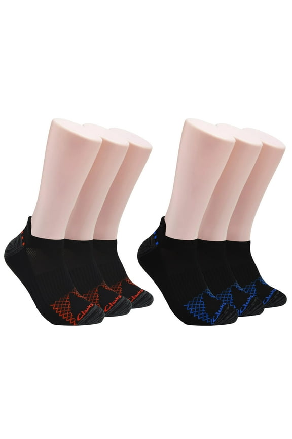 Men's Sport Half Cushion Low Cut Tab Socks 6 Pair, Black, Men's 7-12 Shoe
