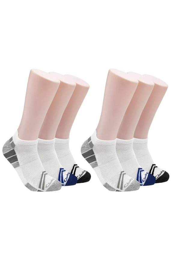 Men's Sport Half Cushion Low Cut Tab Socks 6 Pair, White , Men's 7-12 Shoe