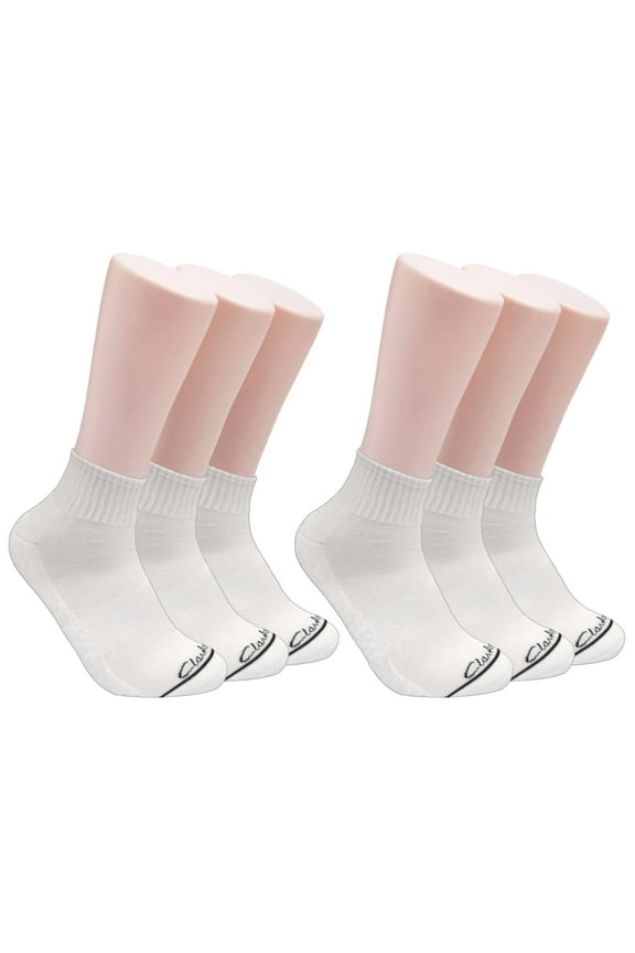 Men's Sport Half Cushion Quarter Crew Socks 6 Pair, White, Men's 7-12 Shoe