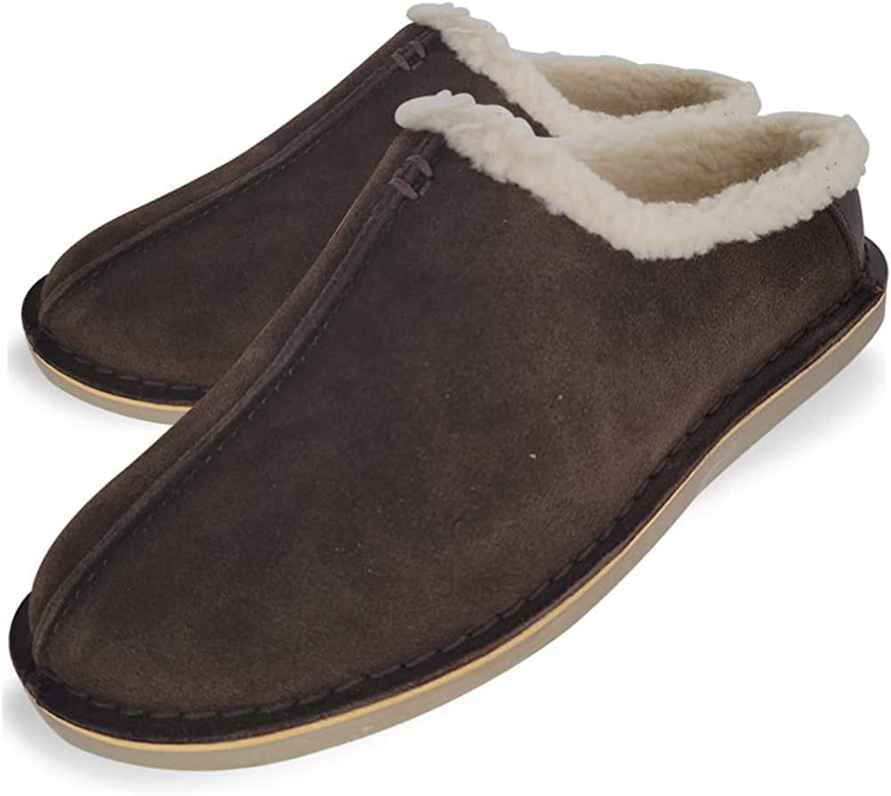 Clarks Men s Suede Leather Clog Slippers with Faux Shearling Collar Open Back Slip Ons 8 M US Black Walmart
