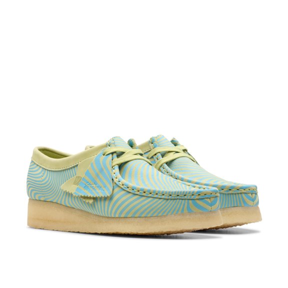 Clarks Men's Wallabee Oxford, Blue/Lime Print Suede, 8.5