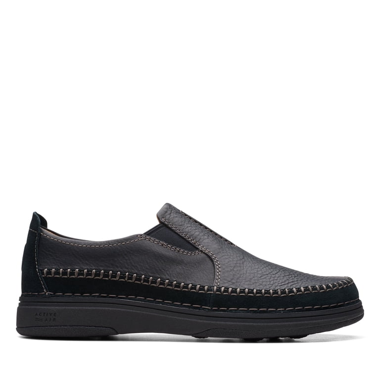 Clarks Men’s Loafers Slip‎ On Dark Grey Leather Suede Shoes Men’s Size 10.5M Clarks Mens 10.5 Northam Race Loafers Slip On Black Leather  main image 2