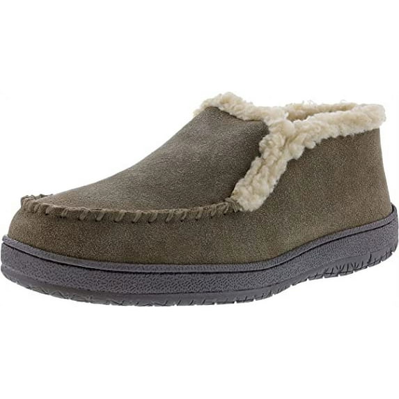 Clarks Sage/Natural Suede Moccasin Faux Fur Lining Indoor Outdoor Bootie Slipper (Sage/Natural, 10)