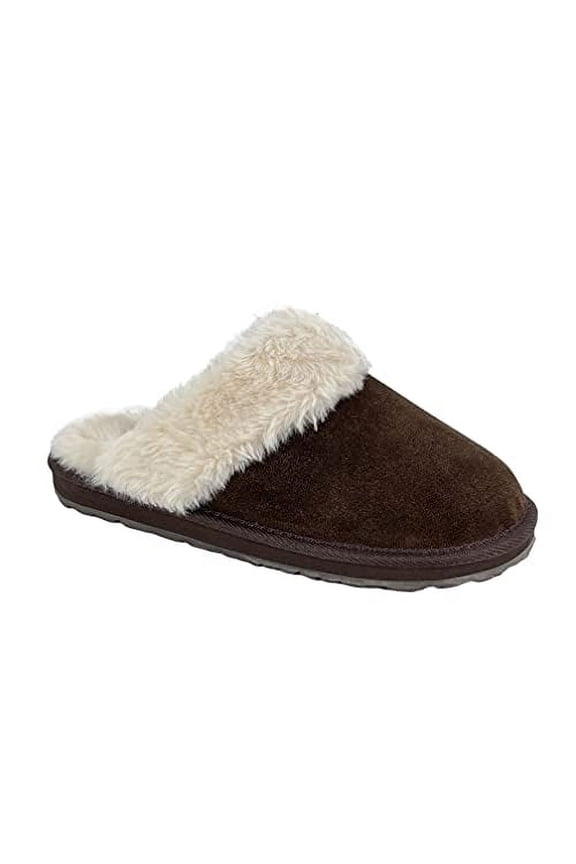 Scuff Slip-On Cosy Open Back Comfort Clog Slipper Mule Slipper Dk Brown
