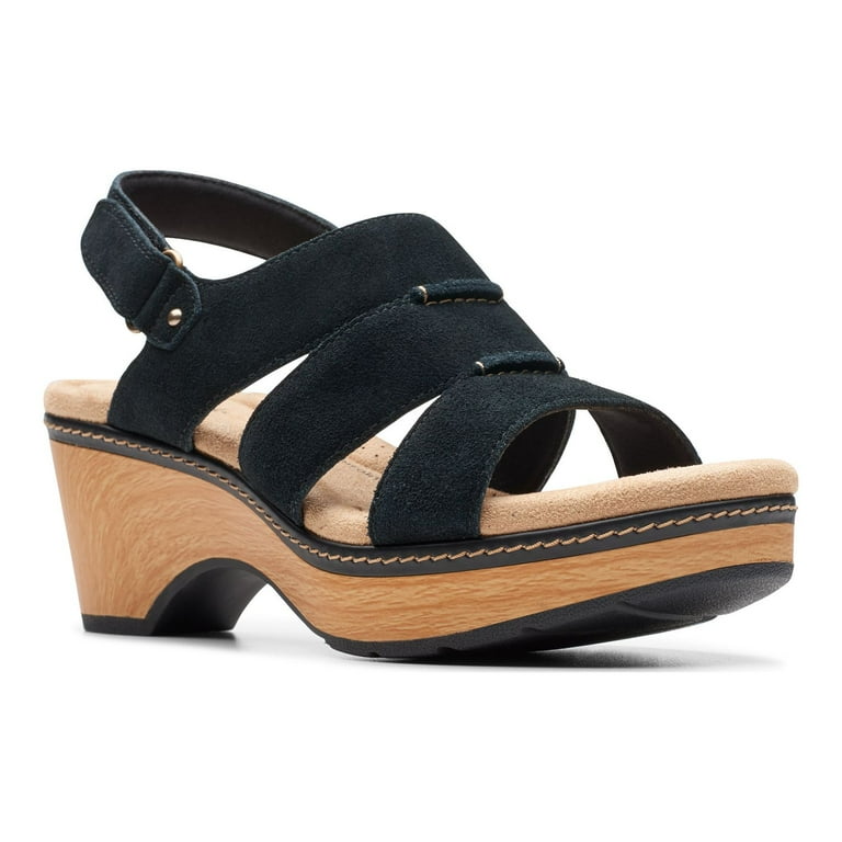 Clarks Seannah Glow Women s Suede Wedge Sandals Color Black Size 11 Walmart