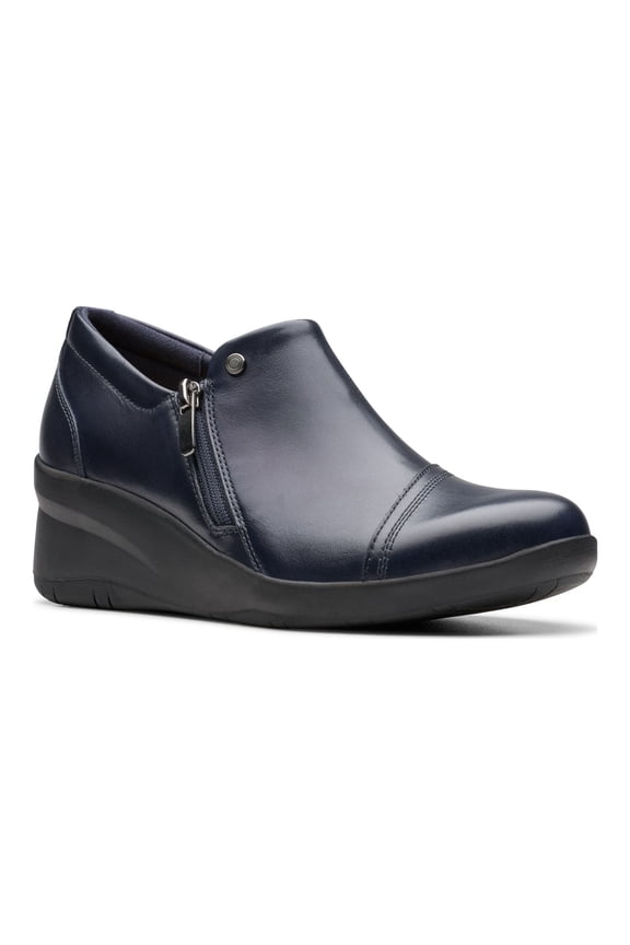 ® Suttyn Zip Women's Leather Wedge Shoes Color: Navy Size: 8