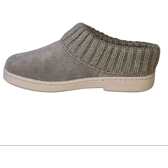 Clarks Taupe Knitted Collar Winter Clog Rounded Closed Toe Slippers (Taupe Holiday, 10)