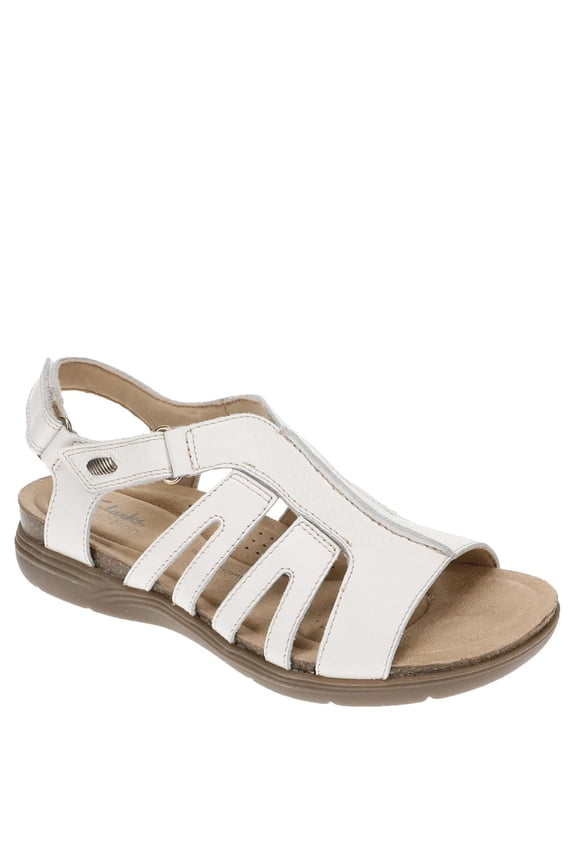 Women's April Belle Flat Sandal, White Leather, 9.5