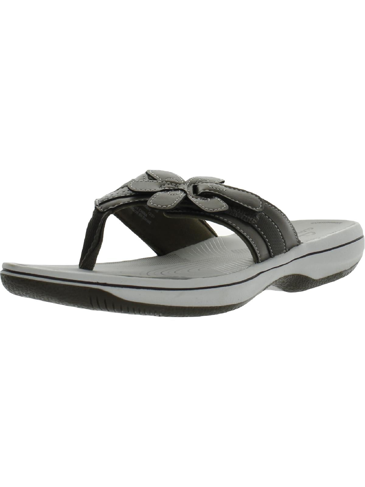 Clarks Women's Brinkley Flora H Faux Leather Slip On Thong Flip Flop Sandals