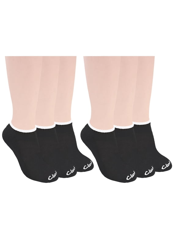 Women's Half Cushion Low Cut Socks 6 Pair, Black, Women's 4-10 Shoe