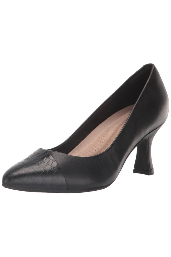 Women's Kataleyna Rose Pump, Black Croc Print Leather, 9