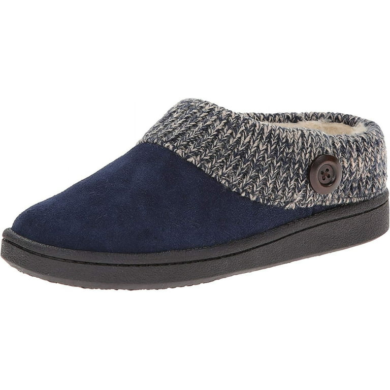 Clarks Women s Knit Scuff Leather Rounded Toe Slip On Slippers Clogs Mules Blue 6 Walmart