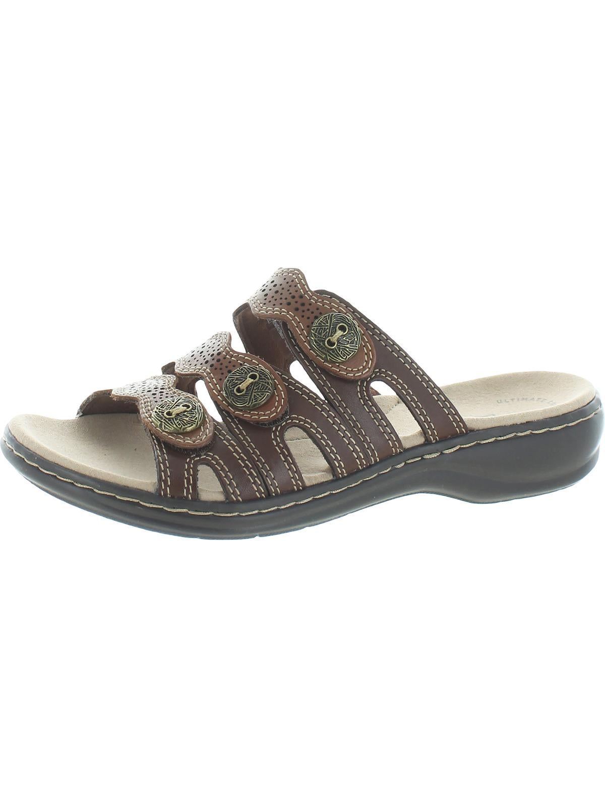 Clarks Women s Leisa Grace Tri Strap Button Accent Leather Sandal