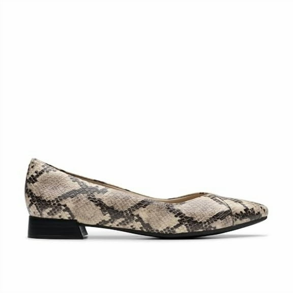 Clarks Women's Natalyn Wish Ballet Flat, Grey Snake Synthetic, 6.5