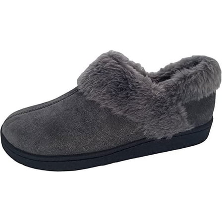 Clarks Indoor and Outdoor Grey Slipper Cozy Wool Mule Slip-On Fur Lined Clogs (Grey Cow Suede, 6)