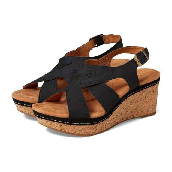 Clarks Women's Shoes Elleri Rae Leather Platform Wedge Sandals 71444