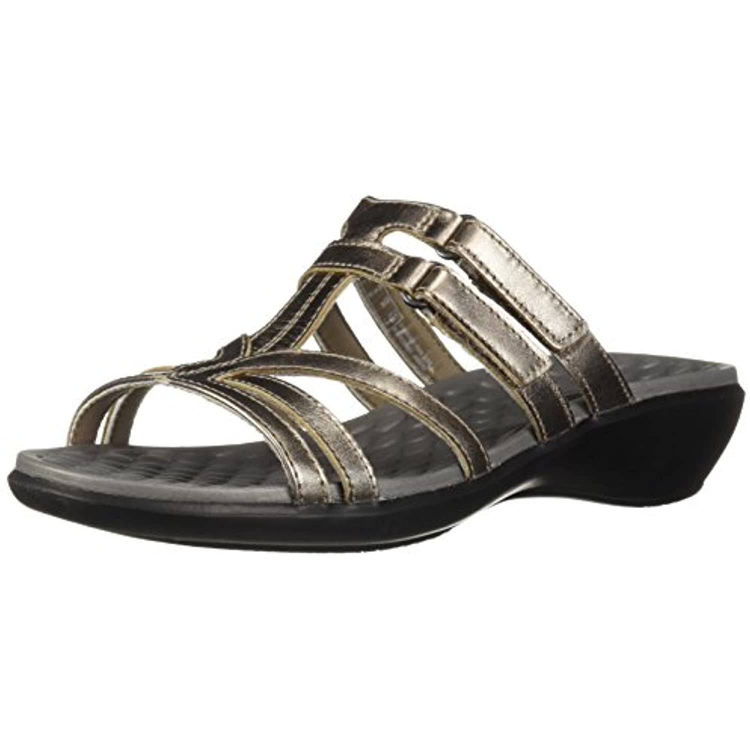 Clarks Women s Sonar Pilot Sandal Pewter Metallic Leather 8.5 Wide US Walmart