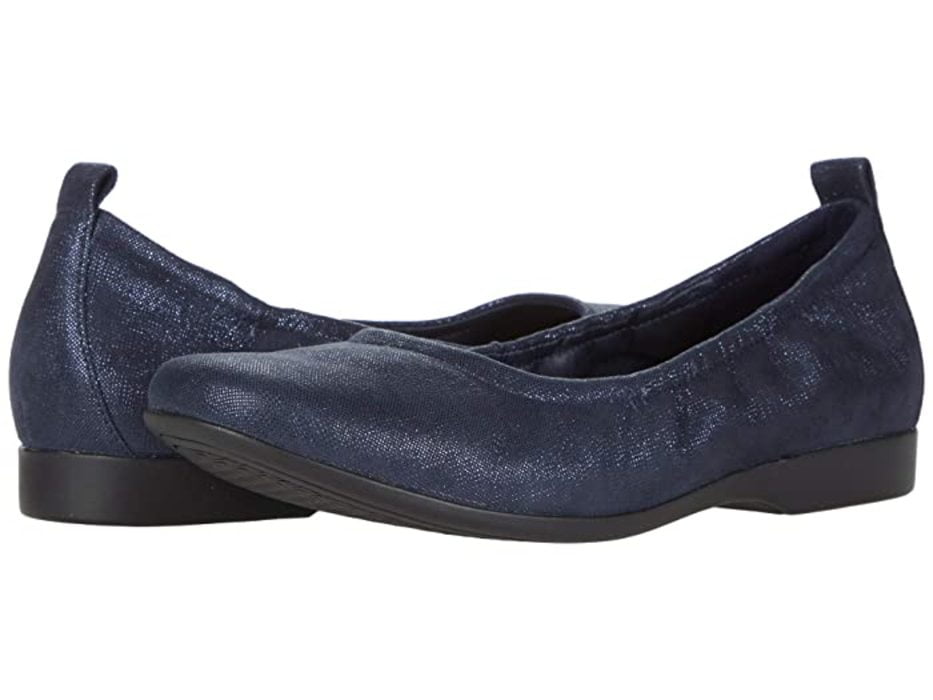 Clarks R Un Darcey Vibe Flat in Navy Metallic Suede at Blue Size 7.5 Walmart