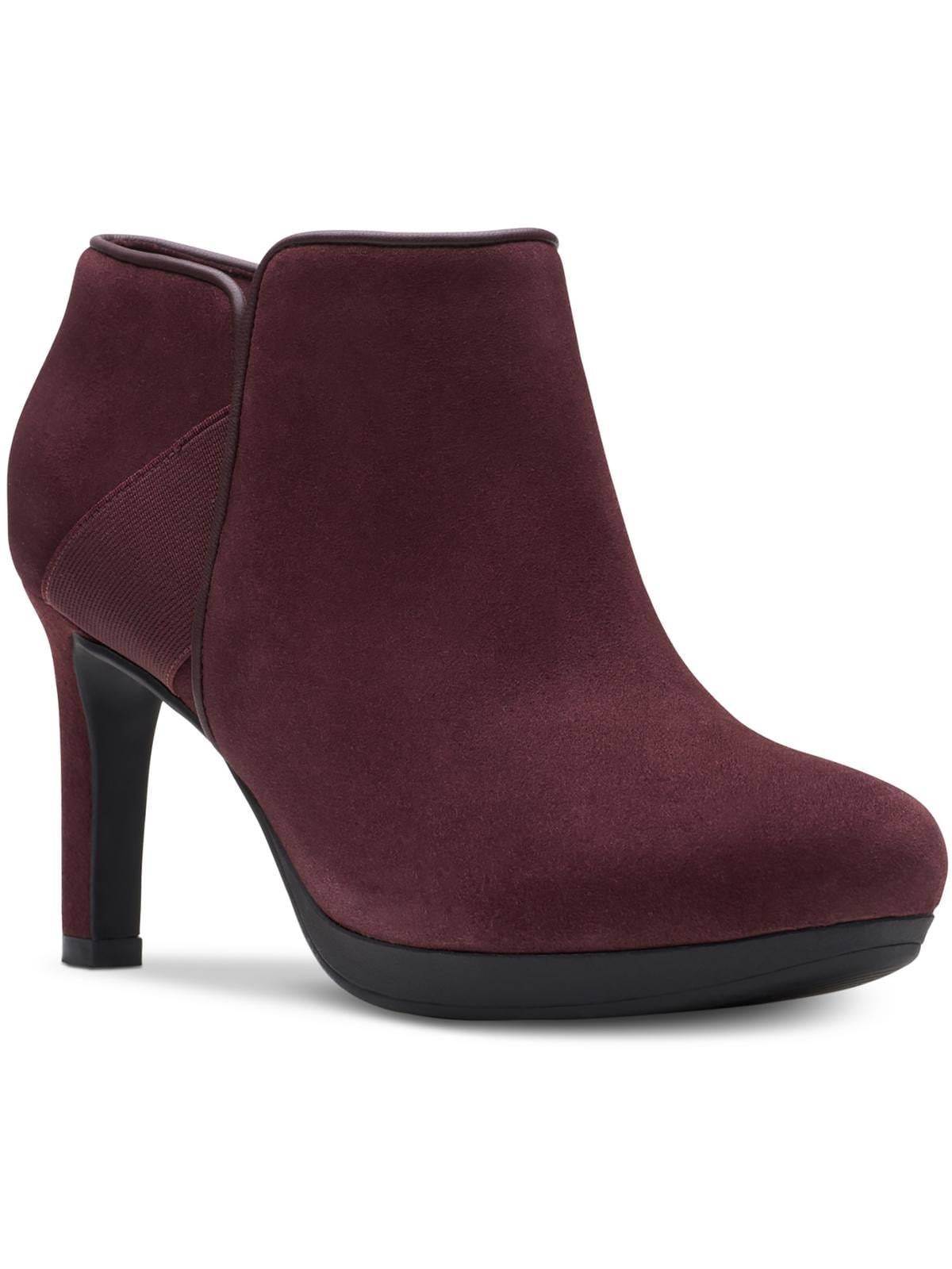 Womens burgundy top suede booties