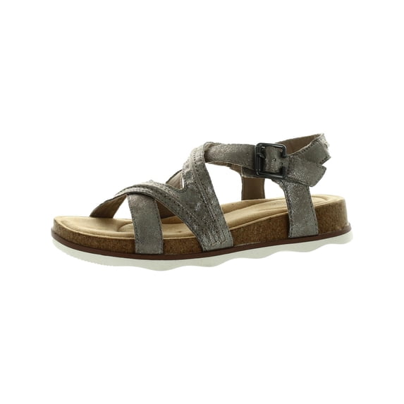 Clarks Womens Brynn Ave Metallic Cushioned Footbed Ankle Strap