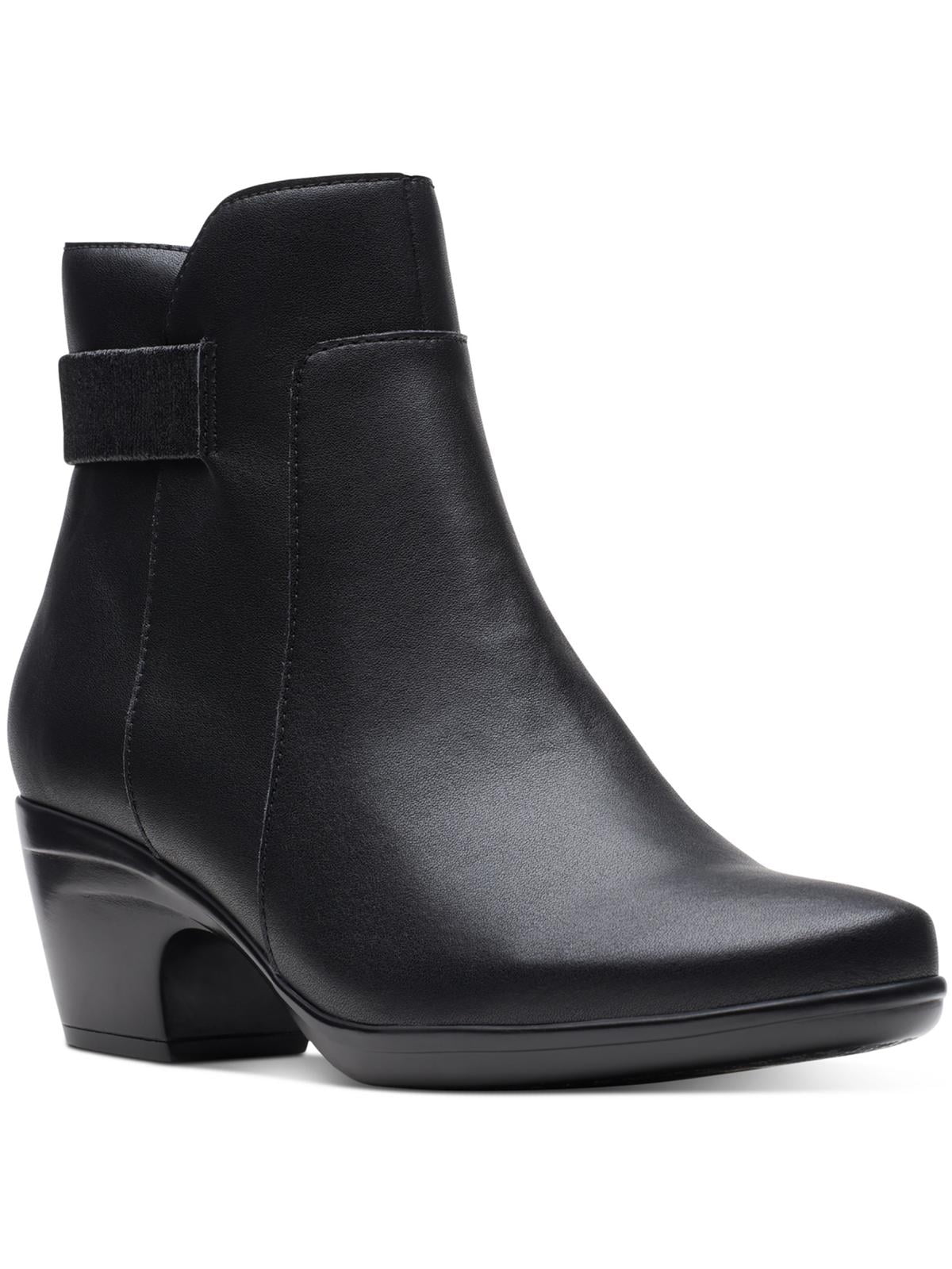 Clarks Women's Calla Charm Oxford Boot - Chunky Lug Sole Ankle Boot With Zip, Black Leather