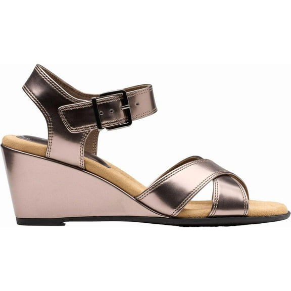 Clarks - Womens Emmalae Iris Sandals, Color Gun Metal, Size: 8.5 M US