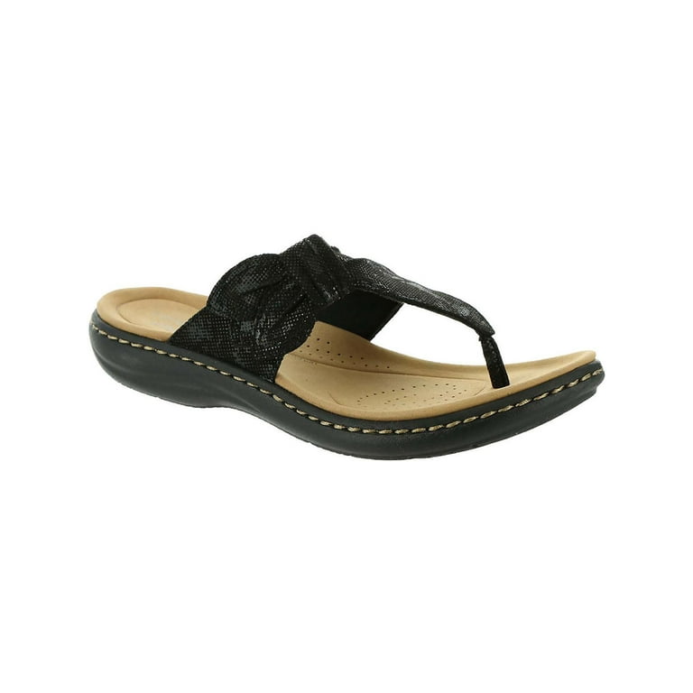 Clarks Womens Faux Leather Adjustable Thong Sandals Walmart