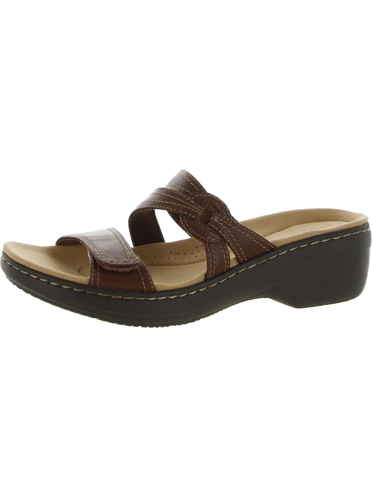 Clarks Womens Merliah Coral Leather Open Toe Wedge Sandals - Walmart.com