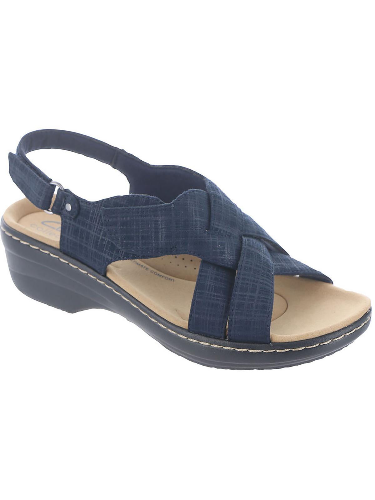 Clarks Womens Merliah Echo Faux Suede Open Toe Wedge Sandals - Walmart.com