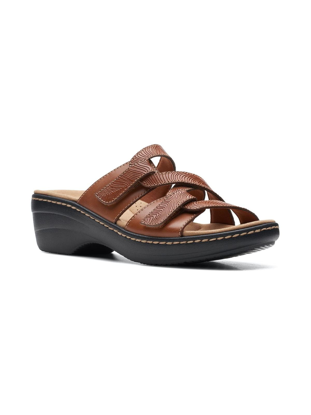 Clarks Womens Merliah Karli Slip On Embossed Footbed Sandals