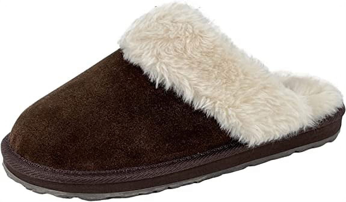 Clarks Women's Suede Slipper | Plush Faux Fur Lined, Open Back, Indoor/Outdoor (Black, US 8)