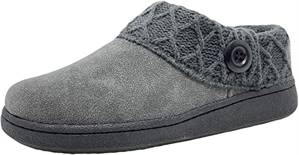 Clarks Womens Slipper Suede Leather Knitted Collar Clog Slippers