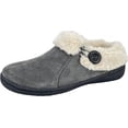 thumbnail image 1 of Clarks Womens Suede Leather Slipper with Gore and Bungee JMH2213 - Warm Plush Faux Fur Lining - Indoor Outdoor House Slippers For Women (Grey Premium Suede, 7), 1 of 5