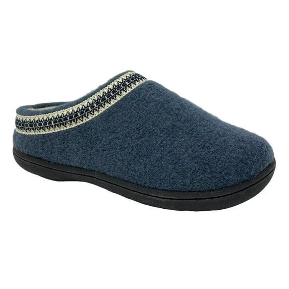 Clarks Womens Wool Felt Clog Slippers Indoor Outdoor Faux Fur Lined (7M US, Teal Blue)
