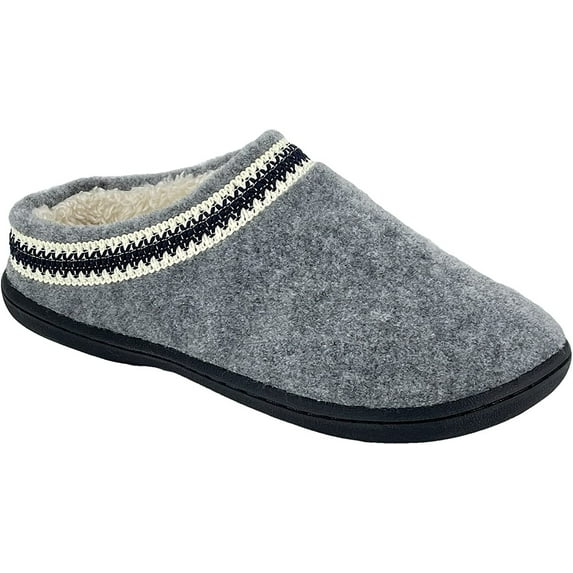 Clarks Womens Wool Felt Clog Slippers Warm Cozy Indoor Outdoor Faux Plush Soft Fur Lined Slipper for Women 10 M US, LT Grey