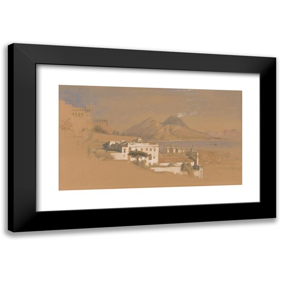 Clarkson Stanfield 14x10 Black Modern Framed Museum Art Print Titled - Vesuvius in Eruption