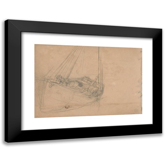 Clarkson Stanfield 14x11 Black Modern Framed Museum Art Print Titled - Study of a Fishing Boat (1863)
