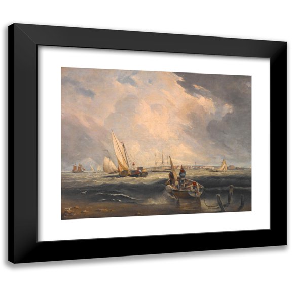 Clarkson Stanfield 14x12 Black Modern Framed Museum Art Print Titled - Bligh Sands, Sheerness