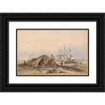 thumbnail image 1 of Clarkson Stanfield 18x13 Black Ornate Wood Framed Double Matted Museum Art Print Titled - The Blockade Station, Rye, 1 of 5