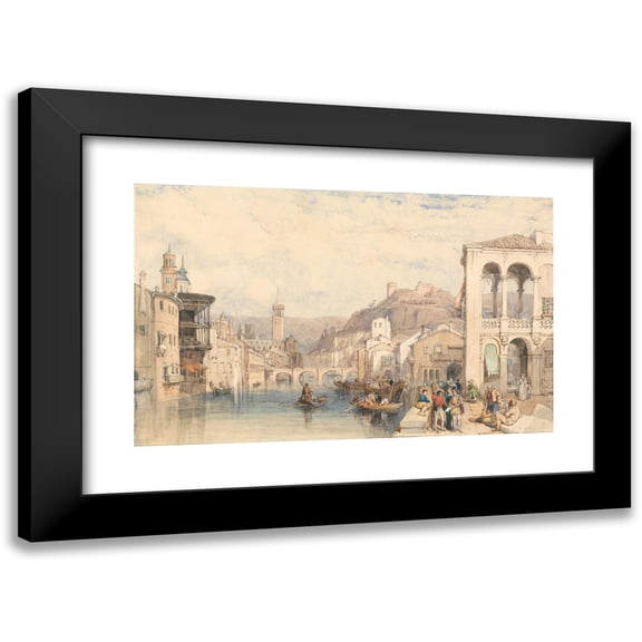 Clarkson Stanfield 24x17 Black Modern Framed Museum Art Print Titled - Verona (1833)