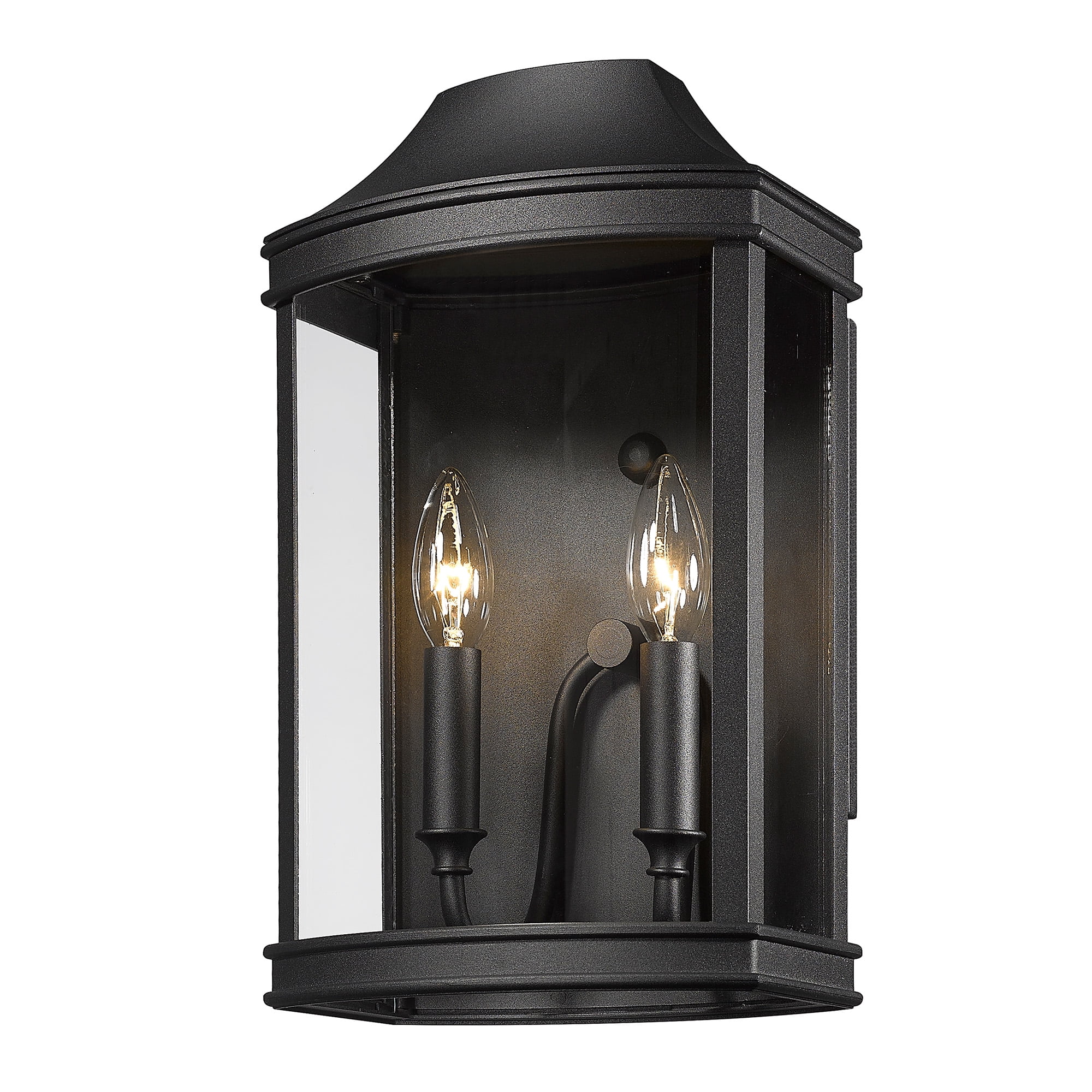 SAFAVIEH Portar Black Outdoor Wall Lantern | LED Bulb Included | 8.3"W X 9.5"D X 16.5"H | Clear Beveled Glass