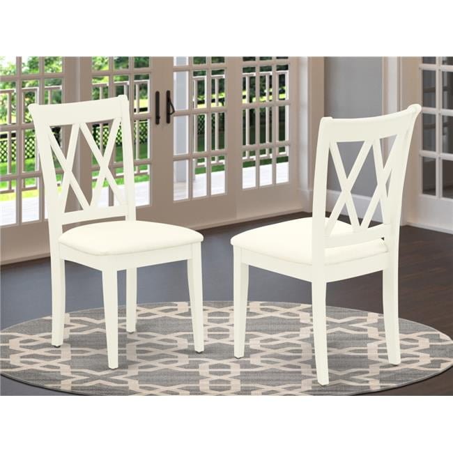 Linen White Solid Wood Cross-Back Dining Chairs, Set of 2
